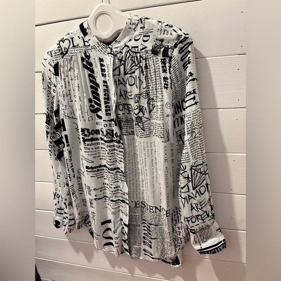🖤 MARC AUREL – Black & White Graphic Print Blouse – Size 42 - Picture 7 of 11
